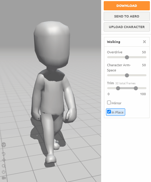 Select, configure and download animation